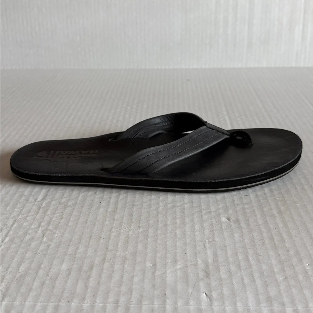 Scott Hawaii Black Leather Flip Flop Sandals